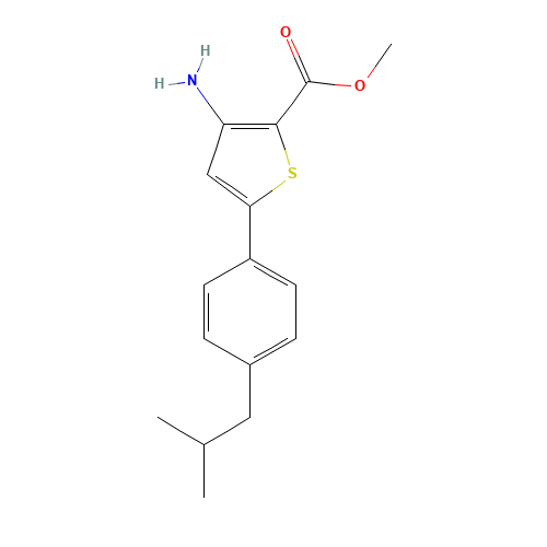 METHYL 3-AMINO-5-(4-ISOBUTYLPHENYL)THIOPHENE-2-CARBOXYLATE (CAS: 208944-55-2) - Chemical Structure and Molecular Formula 