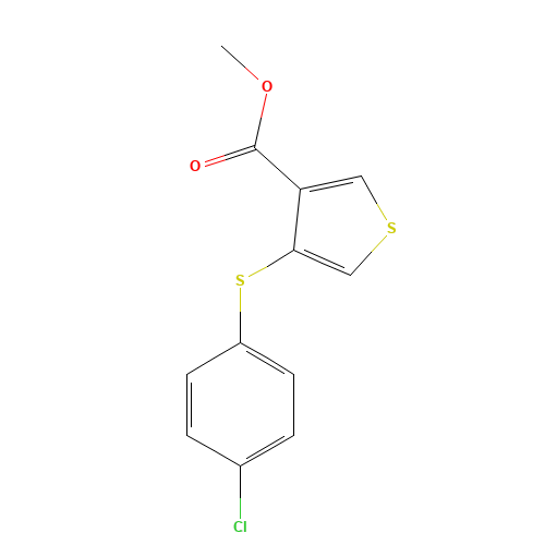 METHYL 4-[(4-CHLOROPHENYL)THIO]THIOPHENE-3-CARBOXYLATE (CAS: 175202-88-7) - Chemical Structure and Molecular Formula 