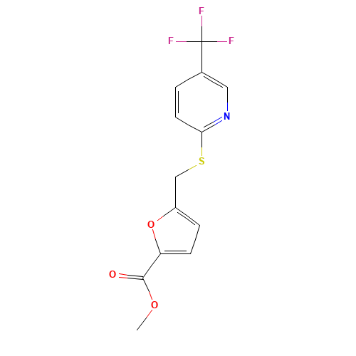 METHYL 5-([[5-(TRIFLUOROMETHYL)-2-PYRIDYL]THIO]METHYL)-2-FUROATE (CAS: 239107-28-9) - Chemical Structure and Molecular Formula 