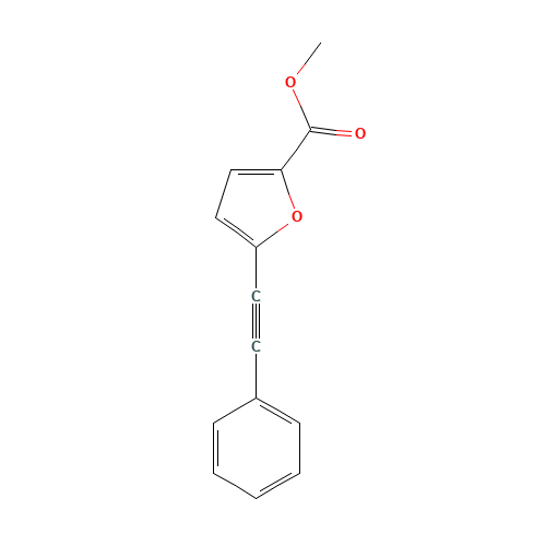 METHYL 5-(2-PHENYLETH-1-YNYL)-2-FUROATE (CAS: 130423-85-7) - Chemical Structure and Molecular Formula 