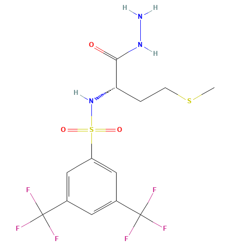 N-[3,5-BIS(TRIFLUOROMETHYL)BENZENESULPHONYL]-L-METHIONYL HYDRAZIDE (CAS: 175202-22-9) - Chemical Structure and Molecular Formula 