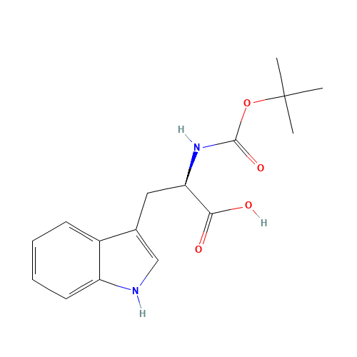 N-[(tert-Butoxy)carbonyl]-D-tryptophan (CAS: 5241-64-5) - Chemical Structure and Molecular Formula 