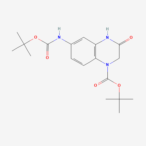 4-BOC-7-BOCAMINO-3,4-DIHYDROQUINOXALIN-2-ONE (CAS: 959246-52-7) - Chemical Structure and Molecular Formula 