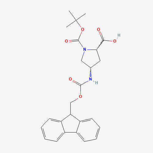 N-Boc-cis-4-Fmoc-Amino-L-proline (CAS: 174148-03-9) - Chemical Structure and Molecular Formula 