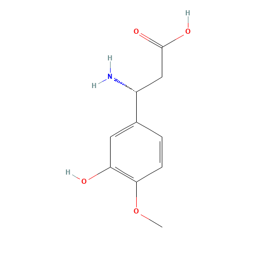 (R)-3-(3-HYDROXY-4-METHOXYPHENYL)-BETA-ALANINE (CAS: 925221-88-1) - Chemical Structure and Molecular Formula 