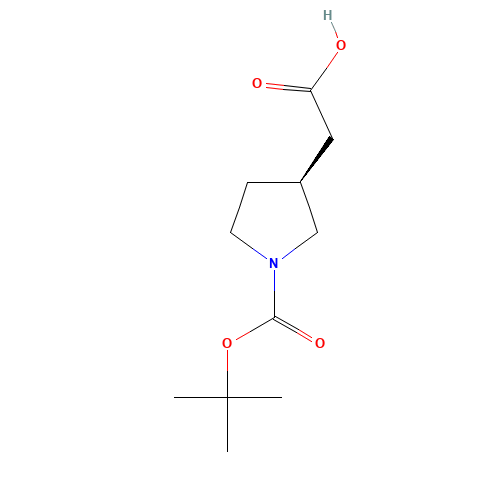 (S)-1-N-Boc-3-pyrrolidineacetic acid (CAS: 204688-61-9) - Chemical Structure and Molecular Formula 