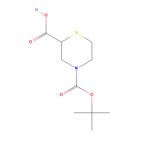 THIOMORPHOLINE-2,4-DICARBOXYLIC ACID 4-TERT-BUTYL ESTER (CAS: 134676-67-8) - Chemical Structure and Molecular Formula 