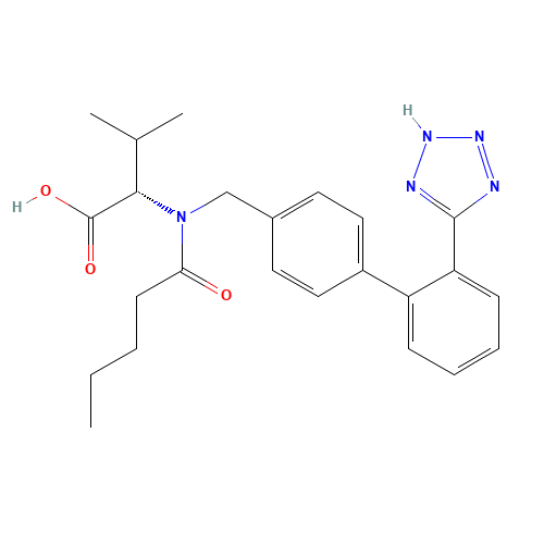 3-Methyl-2-[pentanoyl-[[4-[2-(2H-tetrazol-5-yl)phenyl]phenyl]methyl]amino]-butanoic acid (CAS: 137862-53-4) - Chemical Structure and Molecular Formula 