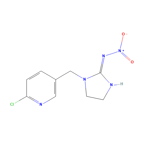 1-((6-Chloro-3-pyridinyl)methyl)-N-nitro-imidazolidinimine (CAS: 138261-41-3) - Chemical Structure and Molecular Formula 