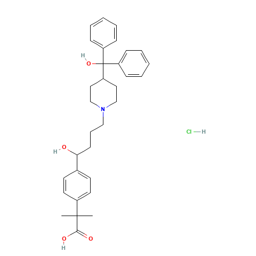 Fexofenadine hydrochloride (CAS: 153439-40-8) - Chemical Structure and Molecular Formula 