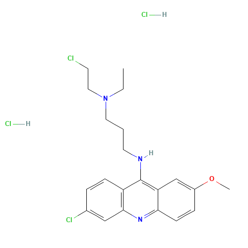 6-CHLORO-9-[3-N-(2-CHLOROETHYL)ETHYLAMINO]PROPYLAMINO-2-METHOXYACRIDINE DIHYDROCHLORIDE (CAS: 146-59-8) - Related Chemical Product