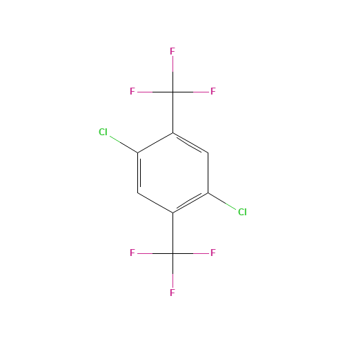 1,4-DICHLORO-2,5-BIS-TRIFLUOROMETHYL-BENZENE (CAS: 320-55-8) - Chemical Structure and Molecular Formula 