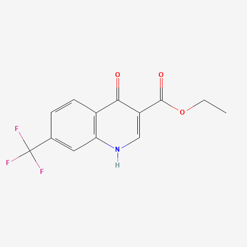 ETHYL 4-HYDROXY-7-(TRIFLUOROMETHYL)QUINOLINE-3-CARBOXYLATE (CAS: 391-02-6) - Chemical Structure and Molecular Formula 