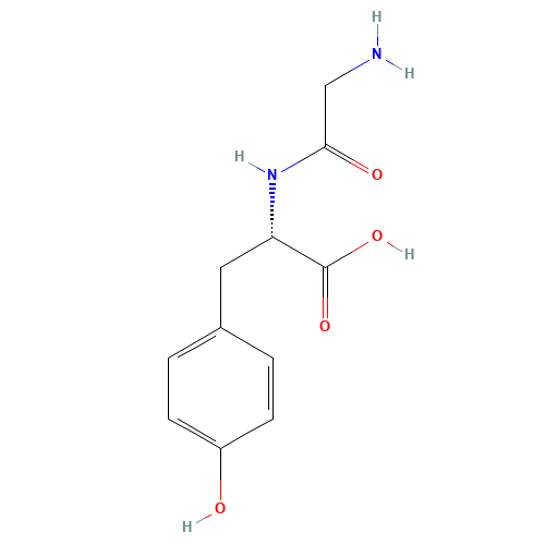 N-Glycyl-L-tyrosine (CAS: 658-79-7) - Chemical Structure and Molecular Formula 