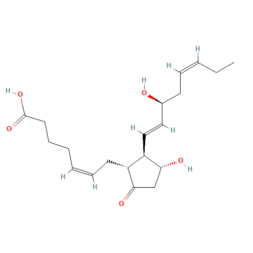9-OXO-11ALPHA,15S-DIHYDROXY-PROSTA-5Z,13E,17Z-TRIEN-1-OIC ACID (CAS: 802-31-3) - Chemical Structure and Molecular Formula 