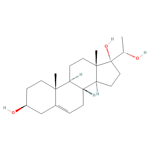 3-BETA,17-ALPHA,20-ALPHA-TRIHYDROXY-5-PREGNENE (CAS: 903-67-3) - Chemical Structure and Molecular Formula 