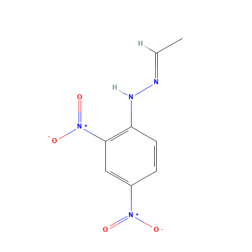 ACETALDEHYDE 2,4-DINITROPHENYLHYDRAZONE (CAS: 1019-57-4) - Chemical Structure and Molecular Formula 