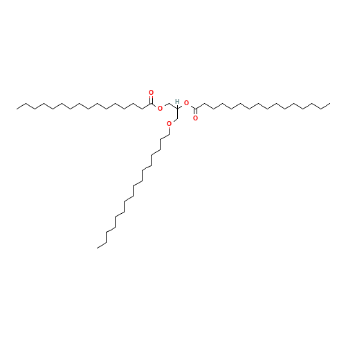 1,2-DIPALMITOYL-3-O-HEXADECYL-RAC-GLYCEROL (CAS: 1116-45-6) - Chemical Structure and Molecular Formula 