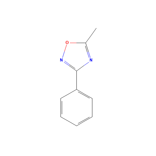5-METHYL-3-PHENYL-1,2,4-OXADIAZOLE (CAS: 1198-98-7) - Chemical Structure and Molecular Formula 