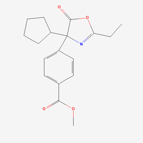 Benzoic acid,4-(4-cyclopentyl-2-ethyl-4,5-dihydro-5-oxo-4-oxazolyl)-,methyl ester (CAS: 221214-06-8) - Chemical Structure and Molecular Formula 