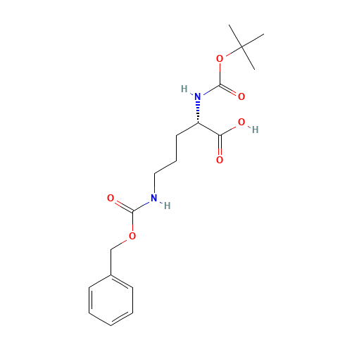 N-tert-Butoxycarbonyl-N'-benzyloxycarbonyl-L-ornithine (CAS: 2480-93-5) - Chemical Structure and Molecular Formula 