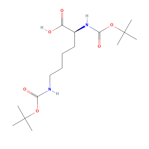 (S)-2,6-Bis-tert-butoxycarbonylaminohexanoic acid (CAS: 2483-46-7) - Chemical Structure and Molecular Formula 