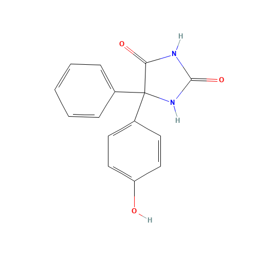 5-(4-HYDROXYPHENYL)-5-PHENYLHYDANTOIN (CAS: 2784-27-2) - Chemical Structure and Molecular Formula 