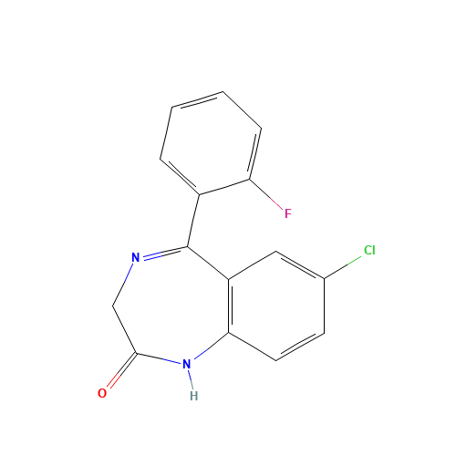 7-Chloro-5-(2-fluoro-phenyl)-1,3-dihydro-2H-1,4-benzodiazepin-2-one (CAS: 2886-65-9) - Related Chemical Product