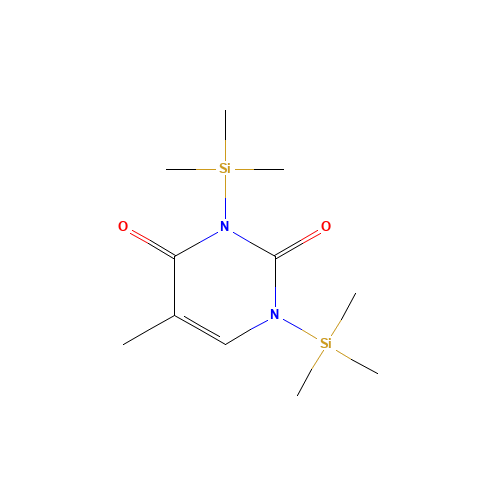 (5-METHYL-1,3-BIS-TRIMETHYLSILYL)-2,4-(1H,3H-PYRIMIDINEDIONE) (CAS: 3444-09-5) - Chemical Structure and Molecular Formula 