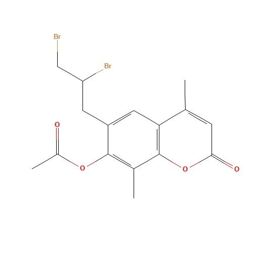 7-ACETOXY-6-(2,3-DIBROMOPROPYL)-4,8-DIMETHYLCOUMARIN (CAS: 3993-46-2) - Chemical Structure and Molecular Formula 