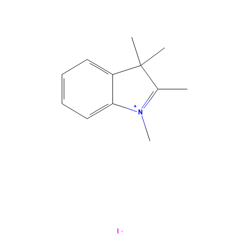 1,2,3,3-Tetramethyl-3H-indolium iodide (CAS: 5418-63-3) - Chemical Structure and Molecular Formula 