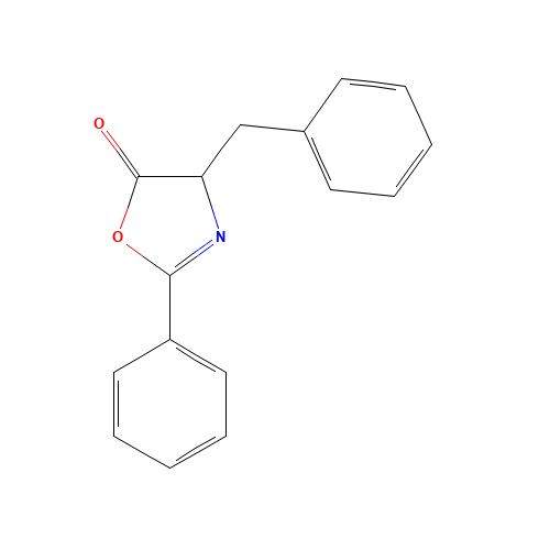 4-BENZYL-2-PHENYL-2-OXAZOLINE-5-ONE (CAS: 5874-61-3) - Chemical Structure and Molecular Formula 
