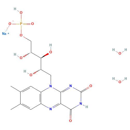 RIBOFLAVIN-5'-PHOSPHATE SODIUM SALT DIHYDRATE (CAS: 6184-17-4) - Chemical Structure and Molecular Formula 