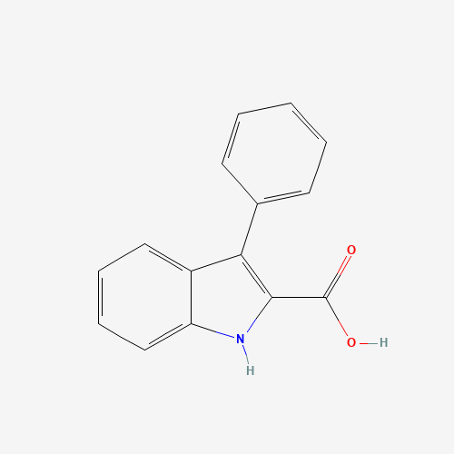 3-PHENYL-1H-INDOLE-2-CARBOXYLIC ACID (CAS: 6915-67-9) - Chemical Structure and Molecular Formula 