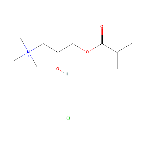 (2-HYDROXY-3-METHACRYLOXYPROPYL) TRIMETHYLAMMONIUM CHLORIDE (CAS: 13052-11-4) - Chemical Structure and Molecular Formula 