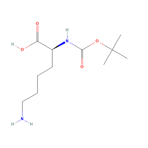 N-alpha-(tert-Butoxycarbonyl)-L-lysine (CAS: 13734-28-6) - Chemical Structure and Molecular Formula 