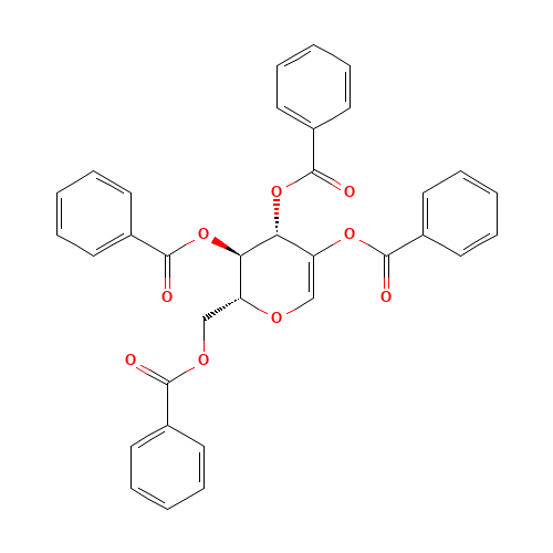 (-)-TETRA-O-BENZOYL-2-HYDROXY-D-GLUCAL (CAS: 14125-75-8) - Chemical Structure and Molecular Formula 
