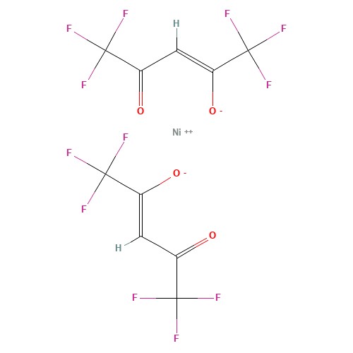 HEXAFLUOROACETYLACETONATO NICKEL (II) TRIHYDRATE (CAS: 14949-69-0) - Chemical Structure and Molecular Formula 