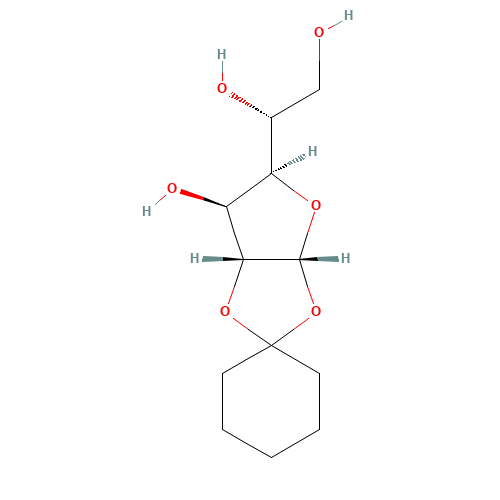1,2-O-CYCLOHEXYLIDENE-ALPHA-D-GLUCOFURANOSE (CAS: 16832-21-6) - Chemical Structure and Molecular Formula 