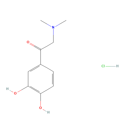 ALPHA-DIMETHYLAMINO-3',4'-DIHYDROXYACETOPHENONE HYDROCHLORIDE (CAS: 16899-83-5) - Chemical Structure and Molecular Formula 