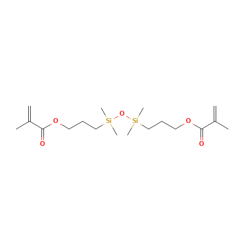 1,3-Bis(3-methacryloxypropyl)tetramethyldisiloxane (CAS: 18547-93-8) - Chemical Structure and Molecular Formula 