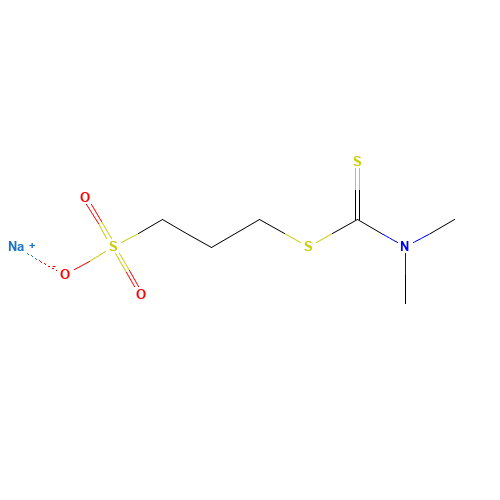 Sodium 3-[[(dimethylamino)thioxomethyl]thio]propanesulphonate (CAS: 18880-36-9) - Chemical Structure and Molecular Formula 