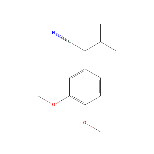 3-Methyl-2-(3,4-dimethoxyphenyl)butyronitrile (CAS: 20850-49-1) - Chemical Structure and Molecular Formula 