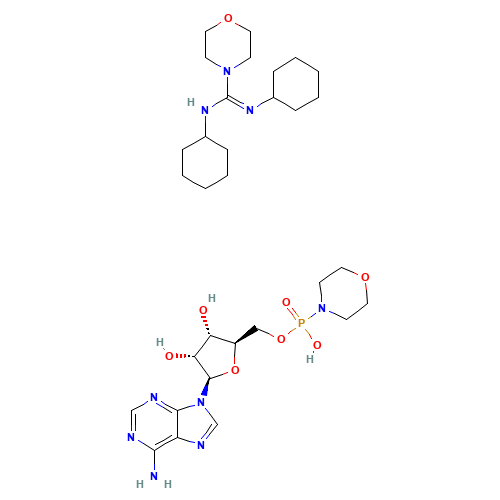ADENOSINE 5'-MONOPHOSPHO-MORPHOLIDATE 4-MORPHOLINE-N,N'-DICYCLOHEXYLCARBOXAMIDINE SALT (CAS: 24558-92-7) - Chemical Structure and Molecular Formula 