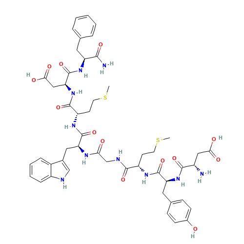 H-ASP-TYR-MET-GLY-TRP-MET-ASP-PHE-NH2 (CAS: 25679-24-7) - Chemical Structure and Molecular Formula 
