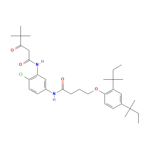 2'-Chloro-5'-[4-(2,4-di-tert-pentylphenoxy)butyrylamino]-4,4-dimethyl-3-oxopentananilide (CAS: 26110-32-7) - Related Chemical Product