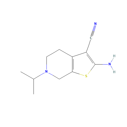 2-AMINO-6-ISOPROPYL-4,5,6,7-TETRAHYDROTHIENO[2,3-C]PYRIDINE-3-CARBONITRILE (CAS: 26830-40-0) - Chemical Structure and Molecular Formula 