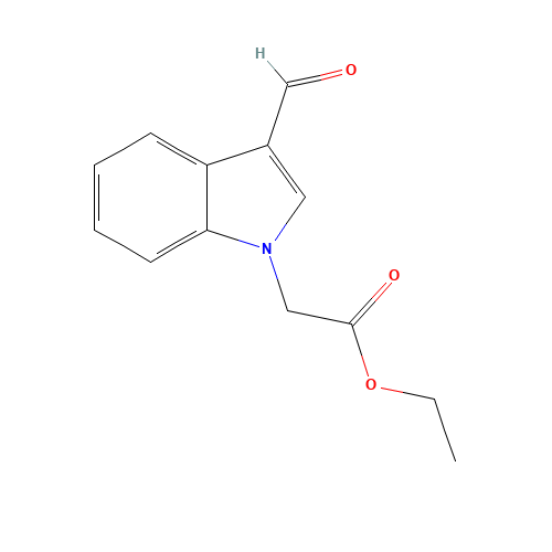 (3-FORMYL-INDOL-1-YL)-ACETIC ACID ETHYL ESTER (CAS: 27065-94-7) - Chemical Structure and Molecular Formula 