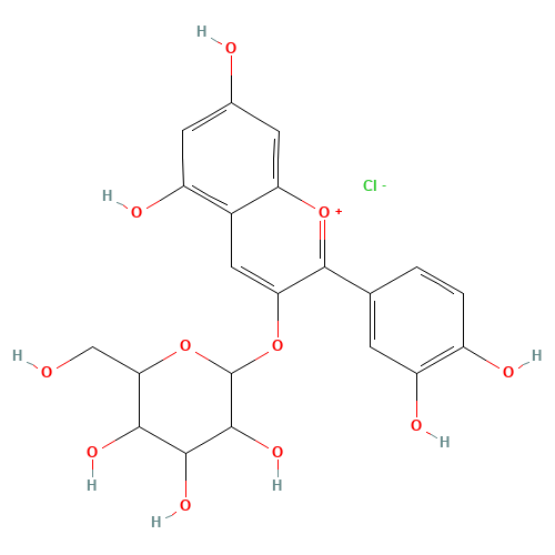 CYANIDIN-3-GALACTOSIDE CHLORIDE (CAS: 27214-71-7) - Chemical Structure and Molecular Formula 