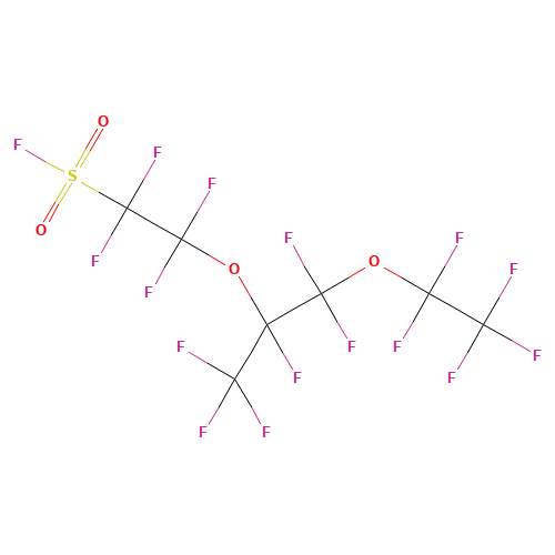 PERFLUORO(4-METHYL-3,6-DIOXAOCTANE)SULFONYL FLUORIDE (CAS: 27744-59-8) - Chemical Structure and Molecular Formula 